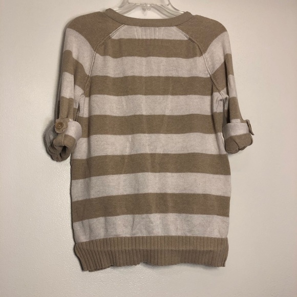 Fossil Long Sleeve Stripe Cardigan White Tan Small - Picture 5 of 8